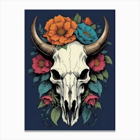 Floral Bison Skull (37) Canvas Print