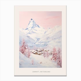 Dreamy Winter Painting Poster Zermatt Switzerland 1 Canvas Print