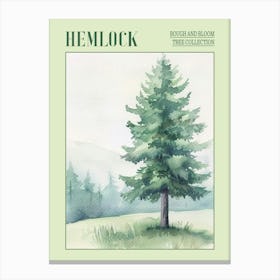 Hemlock Tree Atmospheric Watercolour Painting 1 Poster Canvas Print