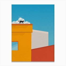 Minimal art colorful Cat On Roof Canvas Print