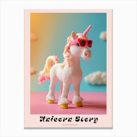 Toy Unicorn In Sunglasses Pastel 2 Poster Canvas Print