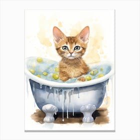 Abyssinian Cat In Bathtub Bathroom 4 Canvas Print