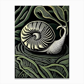 Grove Snail  Linocut Canvas Print