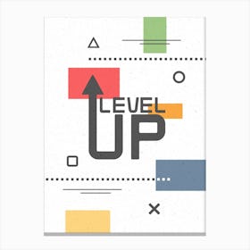 Level Up - White Gaming Canvas Print