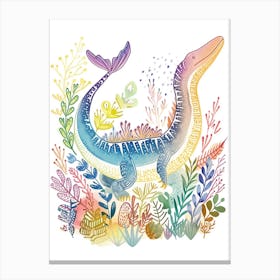 Pastel Icthyosaurus Dinosaur 3 Canvas Print
