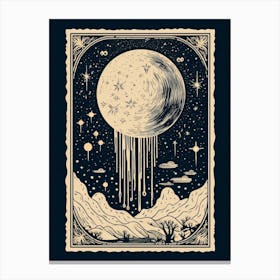 Moon Stamp Etching Canvas Print