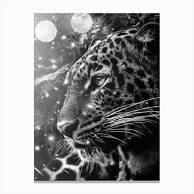 Black And White Leopard In The Jungle Canvas Print