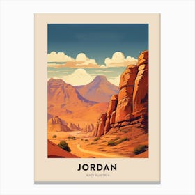 Wadi Rum Trek Jordan 1 Vintage Hiking Travel Poster Canvas Print