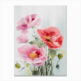 Roses Flowers Acrylic Painting In Pastel Colours 9 Canvas Print