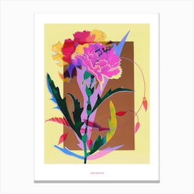 Carnation7 Neon Flower Collage Poster Canvas Print