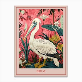 Floral Animal Painting Pelican 4 Poster Canvas Print