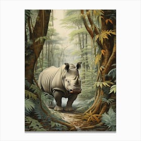 Illustration Of Rhino In The Distance Realistic Illustration 1 Canvas Print