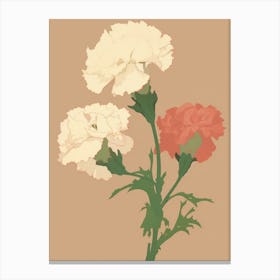Carnations Flower Big Bold Illustration 1 Canvas Print