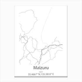 Maizuru,Japan Minimalist Map Canvas Print