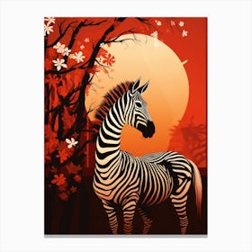 Zebra In The Sunset Canvas Print