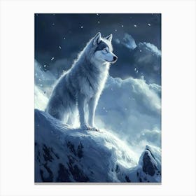 Wolf In The Snow. Generated with AI. Art Print 3 Canvas Print