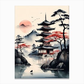 Japanese Landscape Watercolor Painting (56) Canvas Print