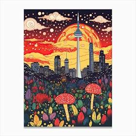 Toronto, Illustration In The Style Of Pop Art 4 Canvas Print