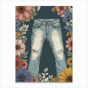 Jeans And Flowers Canvas Print