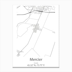 Mercier,Canada Minimalist Map Canvas Print