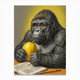 Gorilla In Glasses Canvas Print