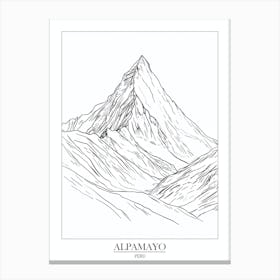 Alpamayo Peru Line Drawing 8 Poster Canvas Print