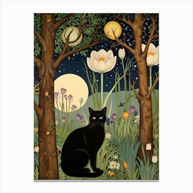 William Morris Cat In The Moonlight 28 Canvas Print