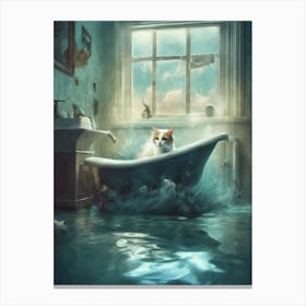 Cat In Bathtub Canvas Print