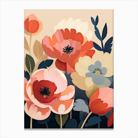 Wildflower and Peony Still Life Canvas Print