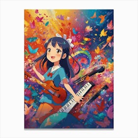 Anime Girl Playing Piano Canvas Print
