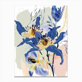 Colourful Flower Illustration Nigella Love In A Mist 4 Canvas Print