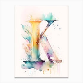 K, Letter, Alphabet Storybook Watercolour 1 Canvas Print