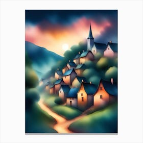 Village At Sunset Canvas Print