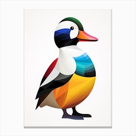 Colourful Geometric Bird Bufflehead Canvas Print