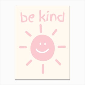 Be Kind Illustration Pink Canvas Print