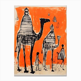 Camel, Woodblock Animal Drawing 2 Canvas Print