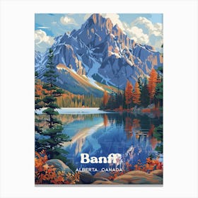 Banff Alberta Canada National Park Digital Travel Art Canvas Print