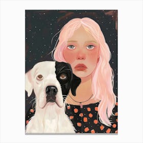 Girl And Her Dog 4 Canvas Print