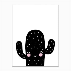 Black Cactus Canvas Print