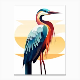 Colourful Geometric Bird Great Blue Heron 3 Canvas Print