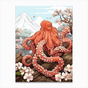 Giant Pacific Octopus Illustration 13 Canvas Print