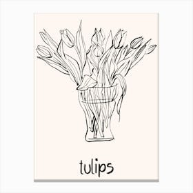 Tulips Bouquet Fine Line Flower Vase Art Print Canvas Print