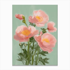 Roses Flowers Acrylic Painting In Pastel Colours 14 Canvas Print