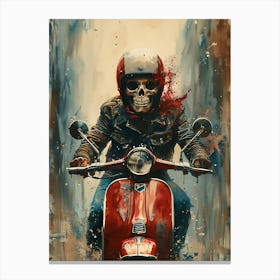 Skull On A Moped Canvas Print
