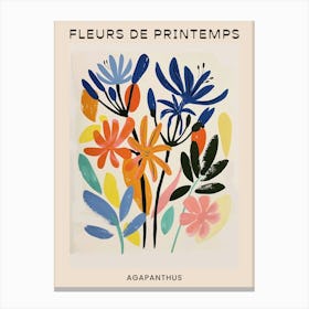 Spring Floral French Poster  Agapanthus 3 Canvas Print