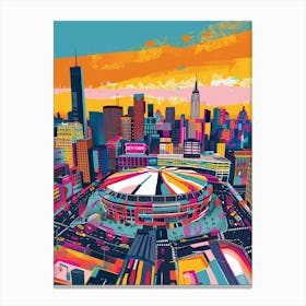 Madison Square Garden New York Colourful Silkscreen Illustration 1 Canvas Print