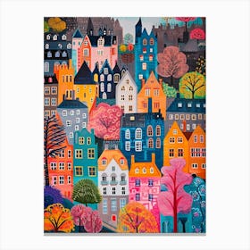 Kitsch Colourful Edinburgh Cityscape 2 Canvas Print