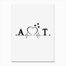Personalized Couple Name Initial A And T Canvas Print