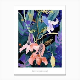 Colourful Flower Illustration Poster Canterbury Bells 3 Canvas Print