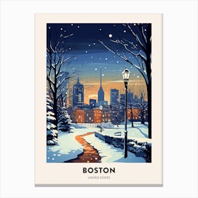 Winter Night  Travel Poster Boston Usa 1 Canvas Print